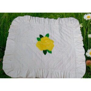 Vintage Floral Quilted Ruffle Pillow Sham Cottagcore Rose Handmade READ